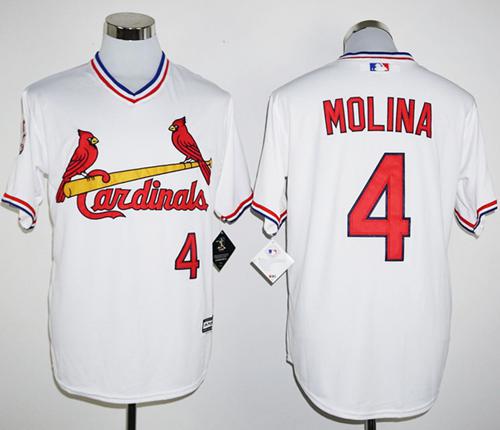 Cardinals #4 Yadier Molina White New Cool Base Cooperstown Stitched MLB Jersey